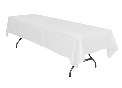 White 60x126 inch Tablecloth for 8ft Rectangular Table